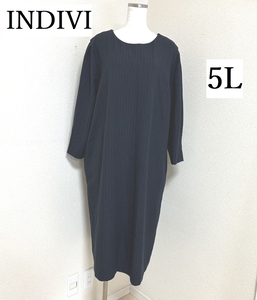 INDIVI lady's large size stripe One-piece long winter navy 19 number 5L formal 