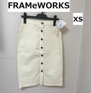 タグ付き FRAMeWORKS 　小さいサイズ　スカート　ひざ丈　膝丈　タイトスカート　フレームワークス コーデュロイ タイトスカート 34 冬