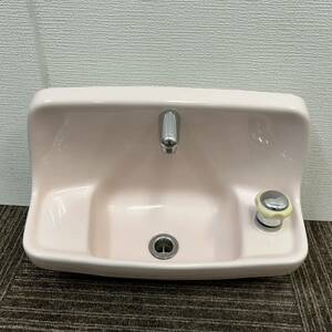 【中古】TOTO DELICIA 陶器製☆壁掛け　トイレ手洗器　洗面台　洗面ボウル「L812」☆#SR2(パステルピンク)☆直接引き取り可