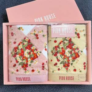 PINK HOUSE タオルセット** ウォッシュタオル 2枚** 訳有 未使用** ピンクハウス チェリー 送料230円〜