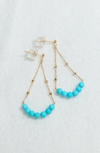  spring earrings! turquoise 34.K18 earrings (PE-4039)