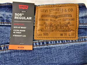 LEVI'S リーバイス 505 WARM 微起毛 保温 防寒 ストレッチ レギュラー ジーンズ　Ｗ36-L32　94cm