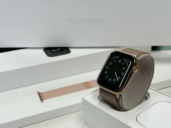 ☆即決 Apple watch Series5 44mm ゴールドステンレス GPS+Cellular 常時点灯 ミラネーゼループ アップルウォッチ シリーズ5 328