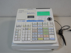 H1906　CASIO カシオ ELECTRONIC CASH REGISTER TE-2500 レジ 電子レジ レジスター ホワイト系 （鍵無し）通電のみ確認済み【ジャンク品】