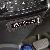 ナポレックス FIZZ-1026 VTメータークロック カーボンタイプ カー用品 温度計 気温 外気 カレンダー 時計 電池式 外気温 電波時計 NAPOLEX_画像6