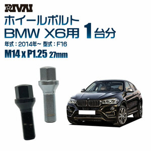 RIVAI 車種別ブラックボルトセット BMW X6 2014年～ F16 17HEX M14xP1.25 27mm テーパー 20個入り