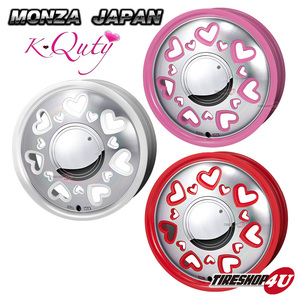 4本セット MONZA JAPAN K-Quty ケー・キューティ 14x4.5J 4/100 +43 ホワイト ピンク 新品ホイール4本価格 モンツァ ジャパン 14インチ