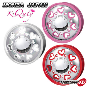 4本セット MONZA JAPAN K-Quty ケー・キューティ 15x4.5J 4/100 +43 ホワイト ピンク レッド 新品ホイール4本価格 15インチ