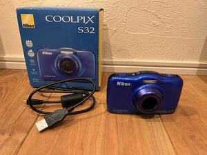 ジャンク品　Nikon COOLPIX S32 BLUE コンパクトデジタルカメラ 