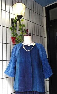 藍染　綿袴　胴着　履きこなされた剣道袴に胴着　肌に優しい味わいあるジャケット　短めジャケット