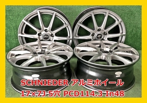 ★17インチ SCHNIEDER 中古 社外 アルミホイール 4本 5穴 PCD:114.3 IN48★