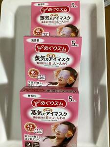 めぐりズム 蒸気でホットアイマスク ５枚入り3箱　計15枚　無香料 