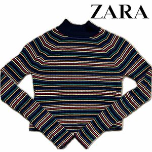 ZARA ザラ　ニット　レインボー　ボーダー　カラフル