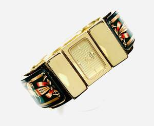 稼働品 HERMES エルメス ロケ エマイエ レディース 腕時計 L01.100 バングル L01.201 腕輪 七宝焼き エナメル バングルウォッチ ケース 