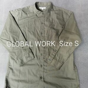 GLOBAL WORK　グローバルワーク 七分袖シャツ　メンズS　ノーカラーシャツ