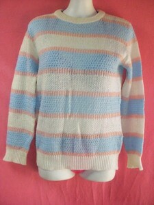 ＵＳＥＤ knit wear セーター サイズ約Ｍ位 白/ブルー/ピンク