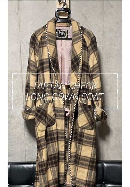 TARTAN CHECK LONG GOWN COAT チェックガウンコート 古着 VINTAGE