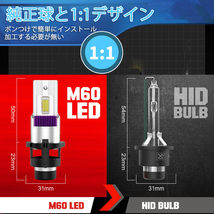 ポン付け仕様 LEDヘッドライト バルブ D2S D2R D4S D4R 車検対応 純正HID交換 ポン付け 輸入車 35W 6000K 18000Lm 配線レス 2本セット_画像3