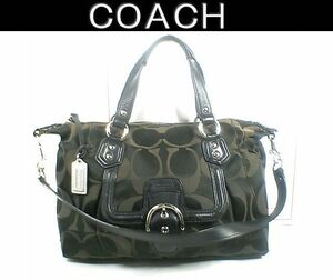 ★超美品！★ＣＯＡＣＨ　コーチ★シグネチャーキャンベルサッチェル２ＷＡＹバグ■チャーム＆ショルダーストラップ付■本物■