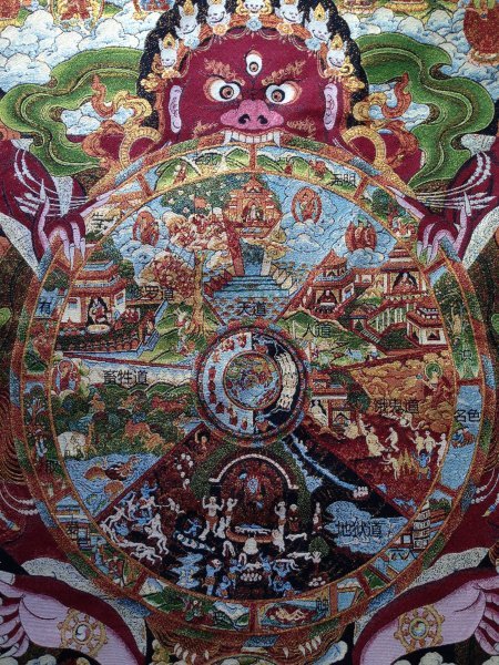 出售佛教艺术六道轮回曼荼罗92cm织布搜索：阎罗王西藏密宗西藏佛画阎罗佛, 绘画, 日本画, 人, 菩萨