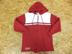 ellesse エレッセ レディース 綿 コットン100% ロゴリボンテープ ジップアップ スウェット パーカー 赤 白 サイズM