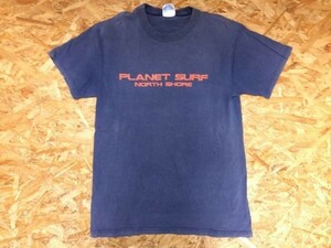 PLANET SURF NORTH SHORE プラネットサーフ ノースショア ロゴプリント ボディHanes 半袖Tシャツ メンズ コットン100% M 紺