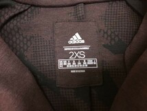 アディダス adidas 長袖 スウェット ライダースジャケット カットソー レディース 綿73% 小さいサイズ2XS エンジ_画像2