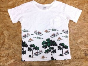 ユニクロ UNIQLO × Bonne Maison ボンヌメゾン コラボ 半袖ポケットTシャツ レディース 綿100% 乗馬 馬術 S 白