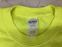 VOLUNTEER ボランティア ギルダン製 GILDAN 蛍光 ランニング 半袖Tシャツ カットソー メンズ バックプリント有 M 黄色_画像3