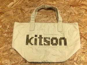 kitson キットソン レディース スタッズ ビッグロゴ キャンバス バケット トートバッグ ベージュ