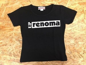 U.P renoma レノマ レトロ古着 ボックスロゴ ストリート 半袖Tシャツ レディース ITALY製 ロゴプリント M 黒
