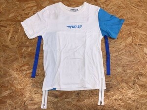 Studio Feat. 37 ストリート スポーツ バイク 半袖Tシャツ メンズ 装飾品付き バックプリント有 M 白