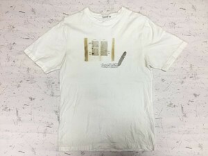 ガビッチ GABICCI 古書 羽ペン レトロ ビンテージ風プリント ロック モッズ パンク 半袖Tシャツ メンズ 綿100% M 白