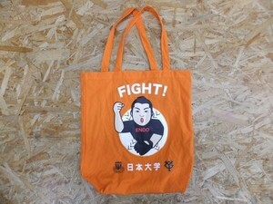 日本大学 NIHON UNIVERSITY 読売ジャイアンツ ファイト！ イラスト プリント カレッジ トートバッグ オレンジ 男女兼用