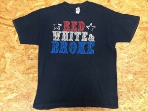 アルスタイル ALSTYLE製 Red White and Broke アメリカ南部 労働者 ブルーカラー 標語 半袖Tシャツ メンズ L 紺