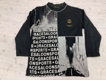 グレースサルーン Grace Saloon SPORTS レトロ モード 配色切替 長袖Tシャツ カットソー レディース 日本製 モックネック L 黒_画像1