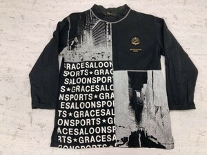 グレースサルーン Grace Saloon SPORTS レトロ モード 配色切替 長袖Tシャツ カットソー レディース 日本製 モックネック L 黒