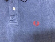 フレッドペリー FRED PERRY スポーツ ロゴ刺繍 90s オールド レトロ古着 鹿の子 半袖ポロシャツ メンズ M 紺_画像3