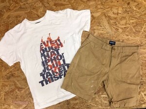 レザレクション REZAREXION ストリート ワーク Tシャツ ショートチノパンツ 上下コーディネート 2点セット まとめて メンズ 白/ベージュ