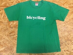 bicycling 自転車 シンプル ロゴプリント Tシャツ 緑 サイズM メンズ United Athleボディ アメカジ古着