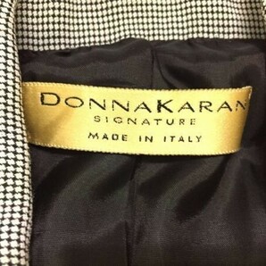 ダナキャラン Donna Karan SIGNATURE ITALY製 昭和レトロ ノーベント ロングテーラードジャケット レディース ウール混合 9号 白黒の画像2