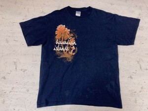 ギルダン GILDAN製 ハワイ HAWAII スーベニア お土産 旅行 アメカジ 半袖Tシャツ カットソー メンズ M 紺