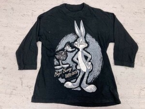 Bugs Bunny バッグスバニー Daffy Duck ダフィーダック Warner Bros オールド レトロ 90s 古着 七分袖Tシャツ メンズ 黒