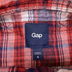 ギャップ GAP アメカジ オーセンティック ストリート 古着 ガーゼ チェック長袖シャツ メンズ S 赤/紺の画像2