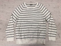 バナナリパブリック Banana Republic アメカジ ボーダー 長袖 コットンニット ロンT メンズ コットン100% 大きいサイズ XL 白_画像1