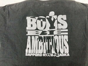 北海道 札幌 さっぽろ羊ヶ丘展望台 BOYS BE AMBITIOUS 少年よ大志を抱け クラーク博士 スーベニア半袖Tシャツ メンズ XL 黒