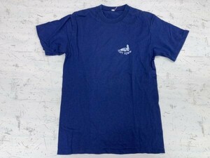 SOFT TOWN アヒル ガチョウ スーベニア お土産 オールド レトロ 古着 半袖Tシャツ カットソー メンズ バックプリント有 紺