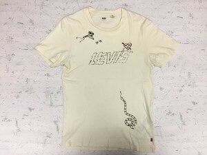 リーバイス Levi's 手書きプリント ロゴ ストリート スケーター 半袖Tシャツ メンズ コットン100% S 生成