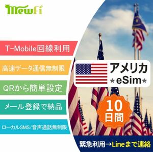 【アメリカeSim】ハワイeSim 10日間 高速データ通信無制限使い放題 アメリカsim 現地無料通話 