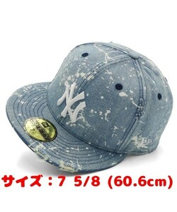 NEW ERA 59FIFTY ヤンキース デニム ダメージ加工 × ペンキ加工 サイズ：7 5/8 (60.6cm)